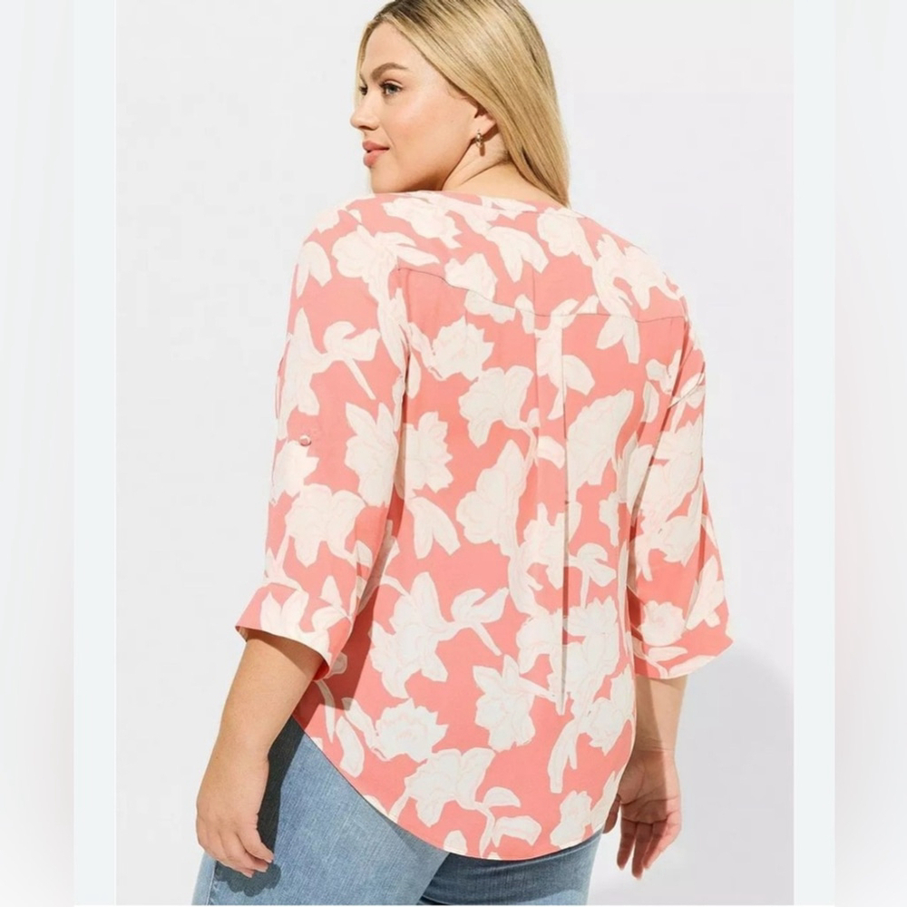 Torrid Harper Floral Georgette 3/4 Sleeve Pullover Blouse 2X - Picture 2 of 7